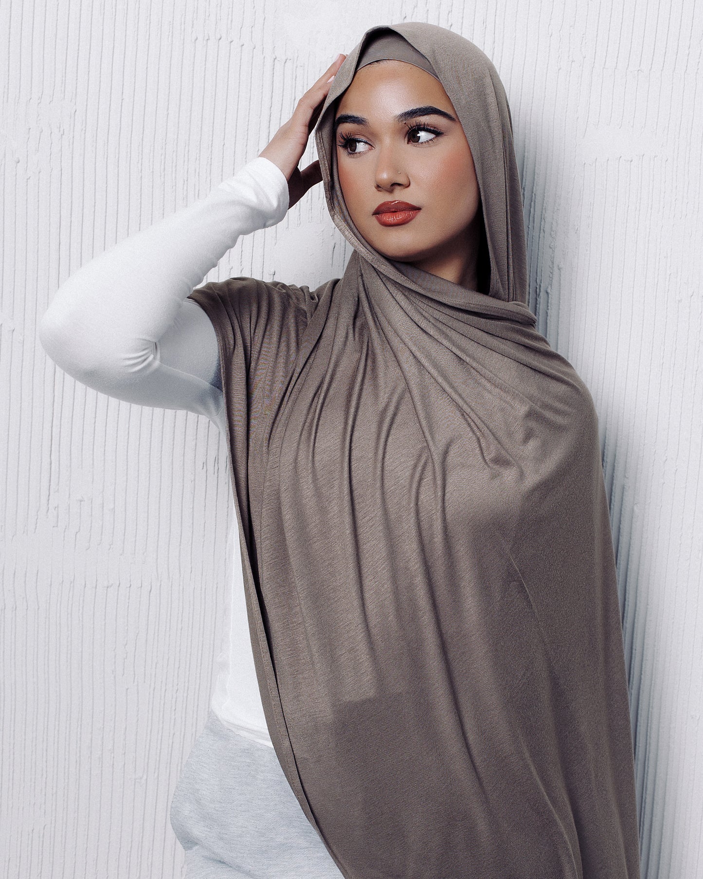 Jersey Matching Hijab & Undercap Set - Mahogany