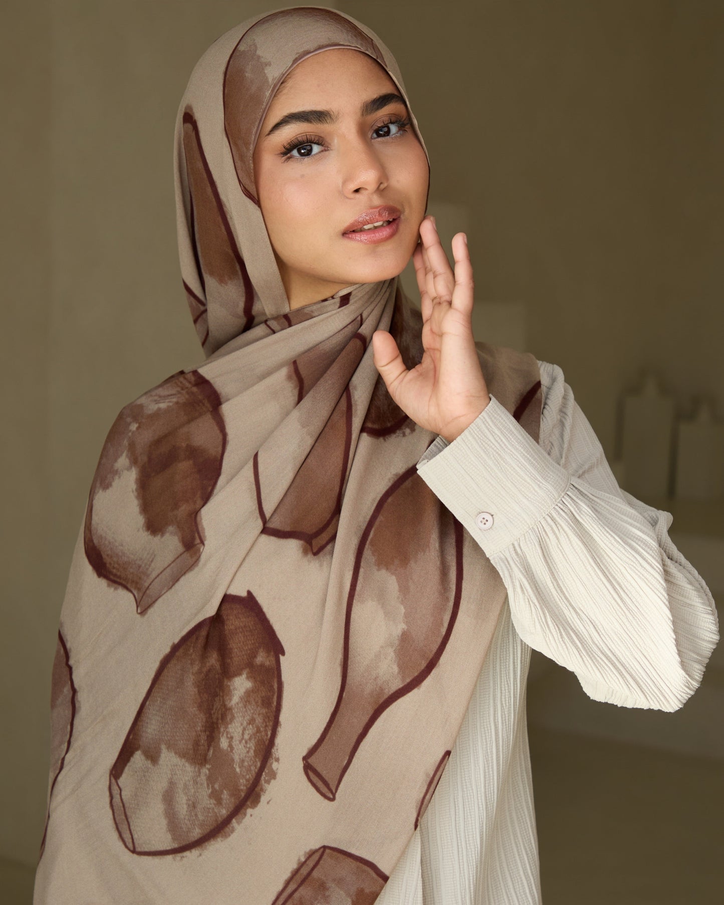 Printed Modal Hijab - Clay