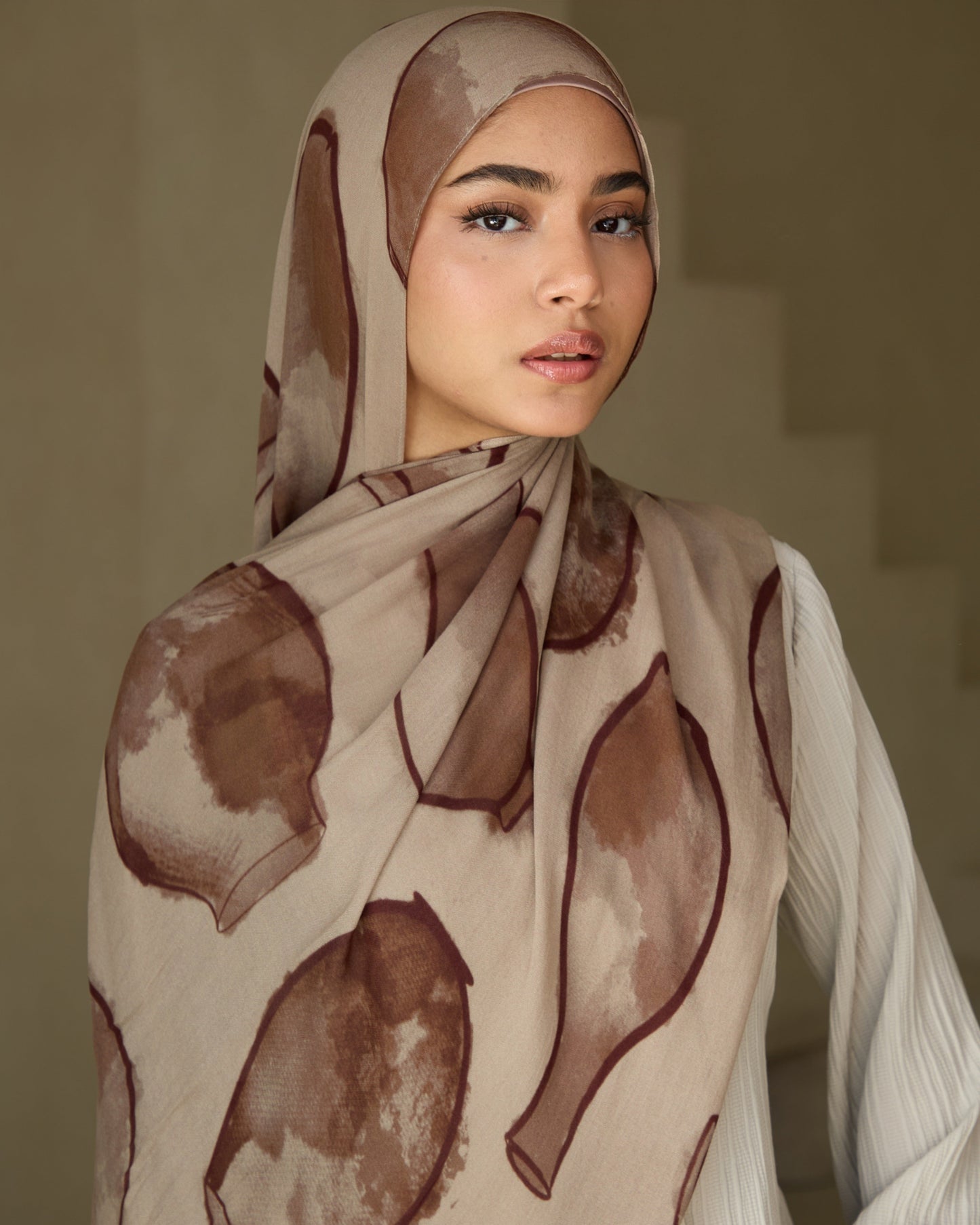 Printed Modal Hijab - Clay