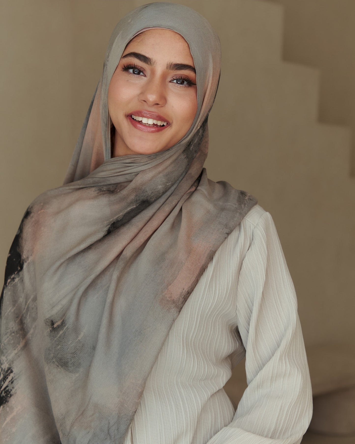 Printed Modal Hijab - Ash Marble