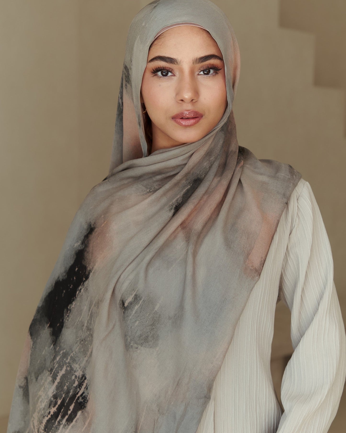 Printed Modal Hijab - Ash Marble