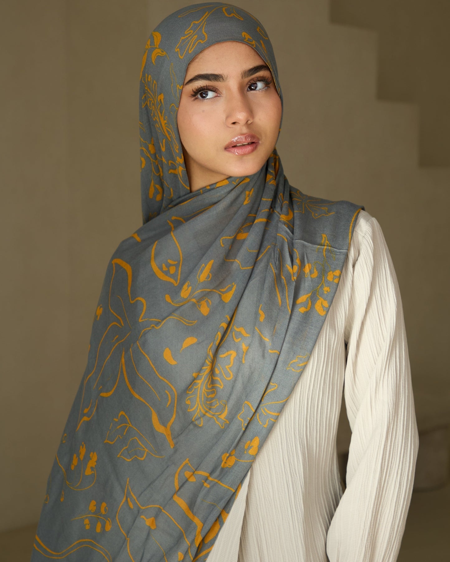 Printed Modal Hijab - Marigold Sky