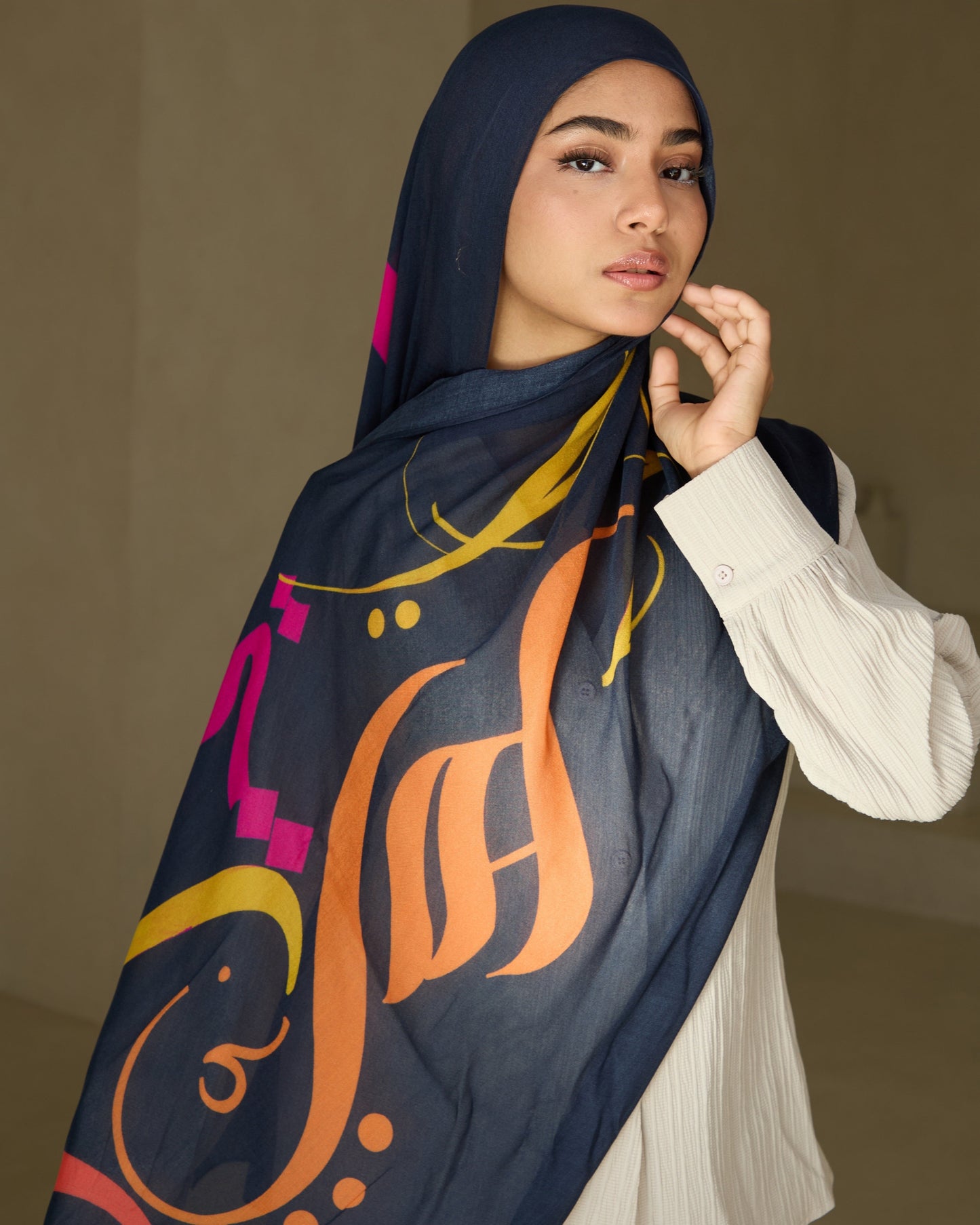 Printed Modal Hijab - Sunset Calligraphy