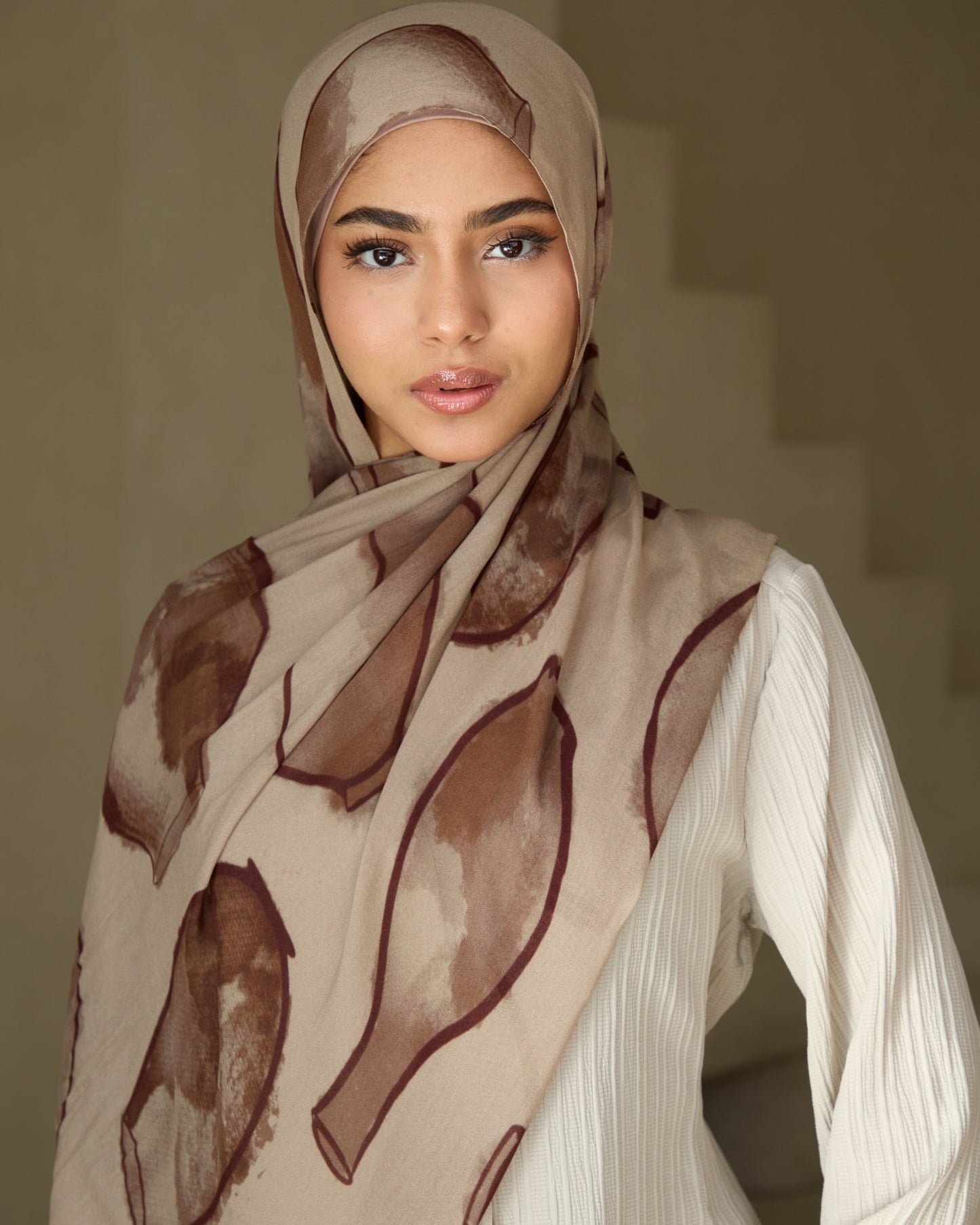 Printed Modal Hijab - Clay