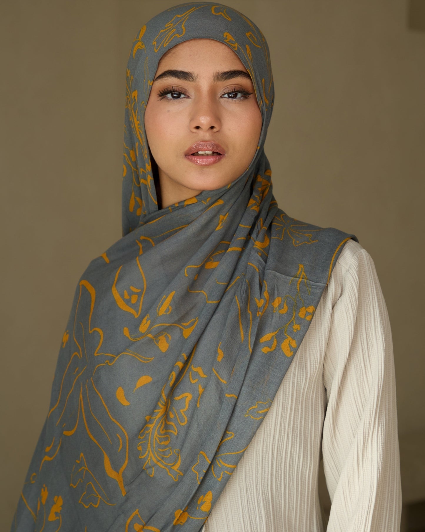 Printed Modal Hijab - Marigold Sky