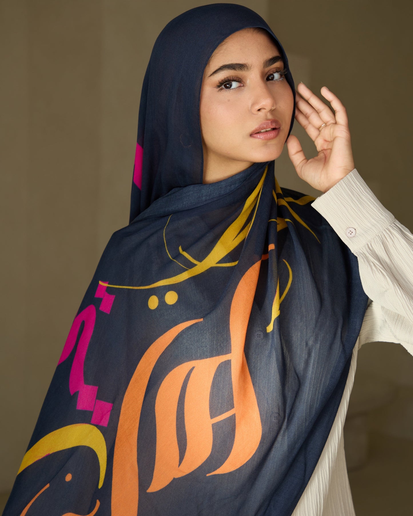 Printed Modal Hijab - Sunset Calligraphy