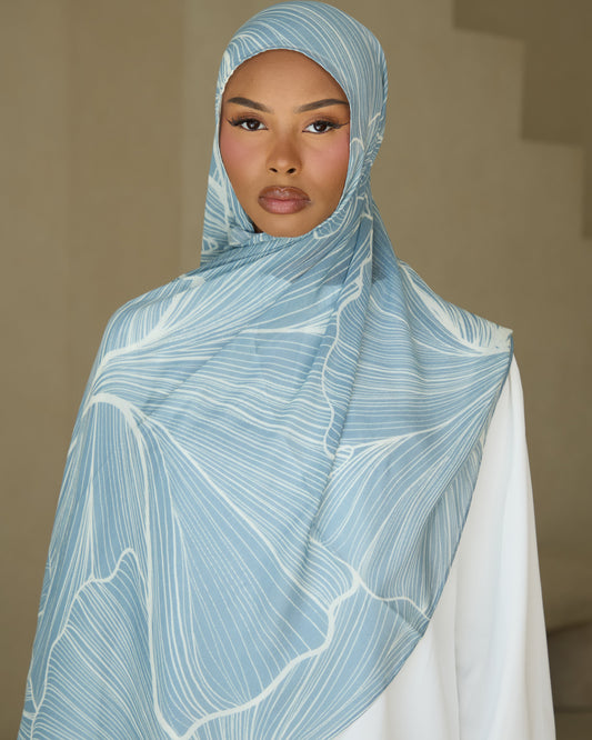 Printed Modal Hijab - Frosted Leaf