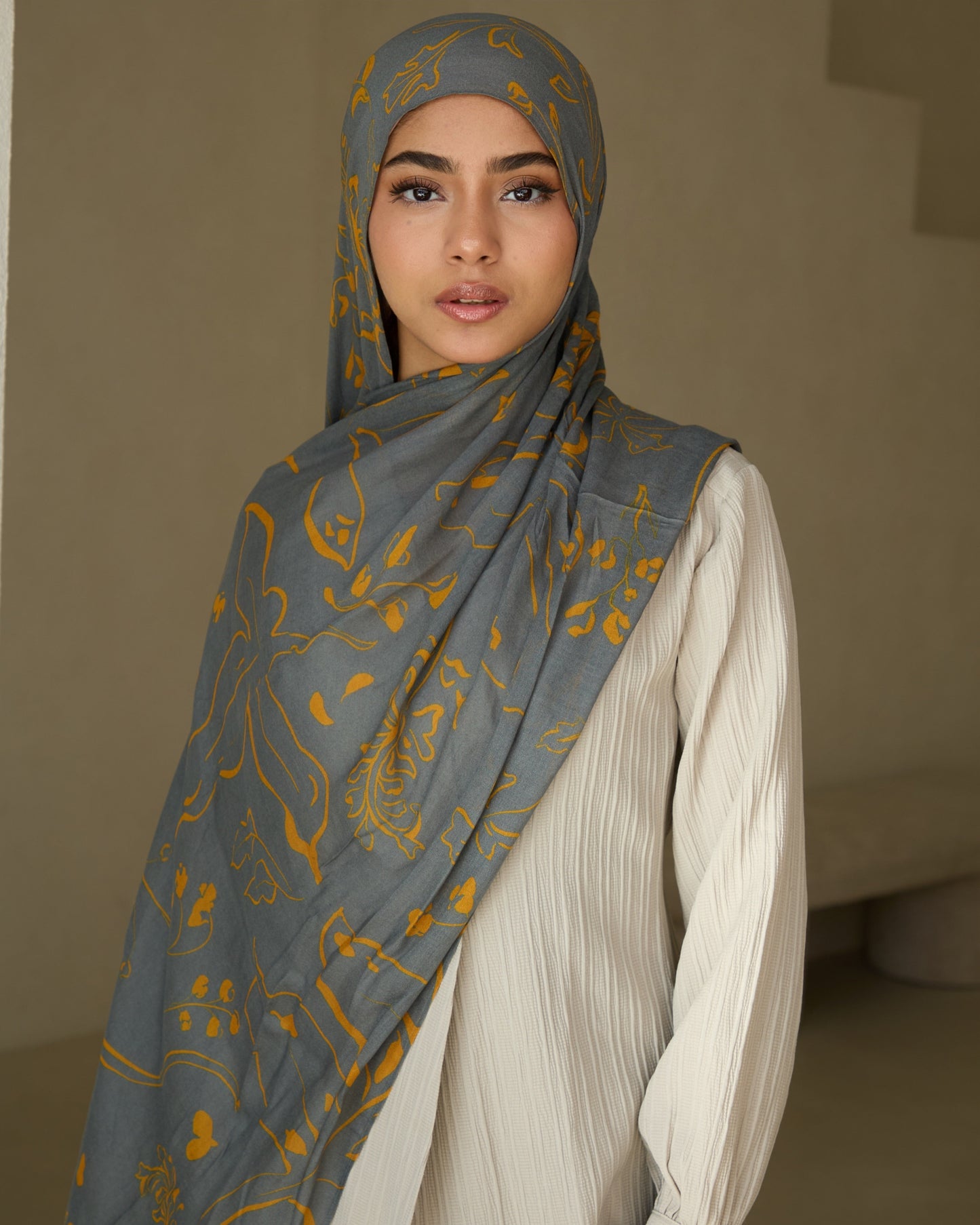 Printed Modal Hijab - Marigold Sky