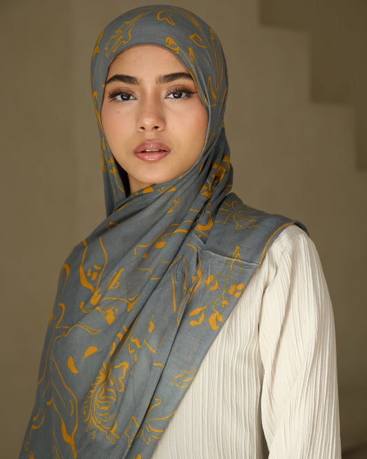 Printed Modal Hijab - Marigold Sky
