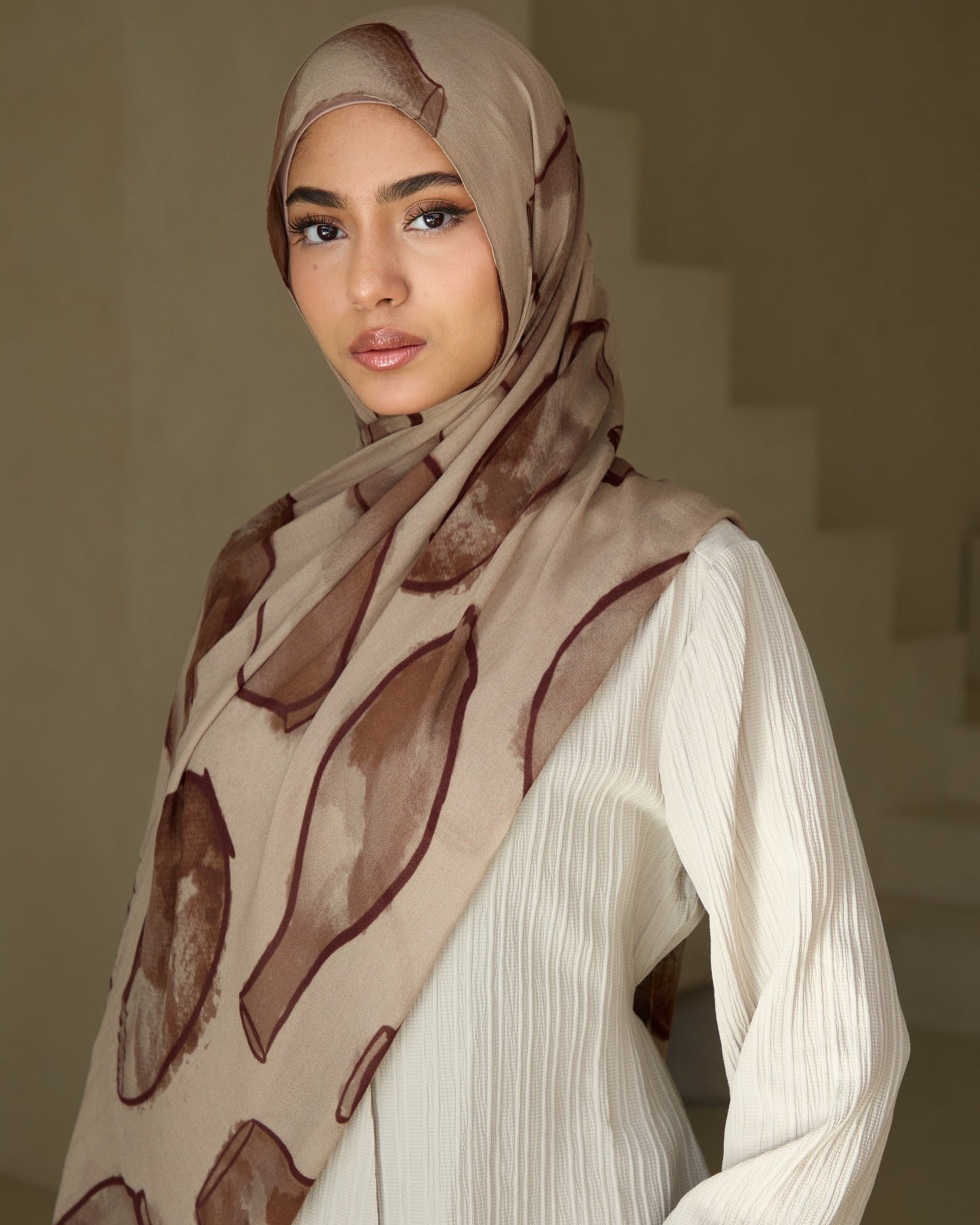 Printed Modal Hijab - Clay