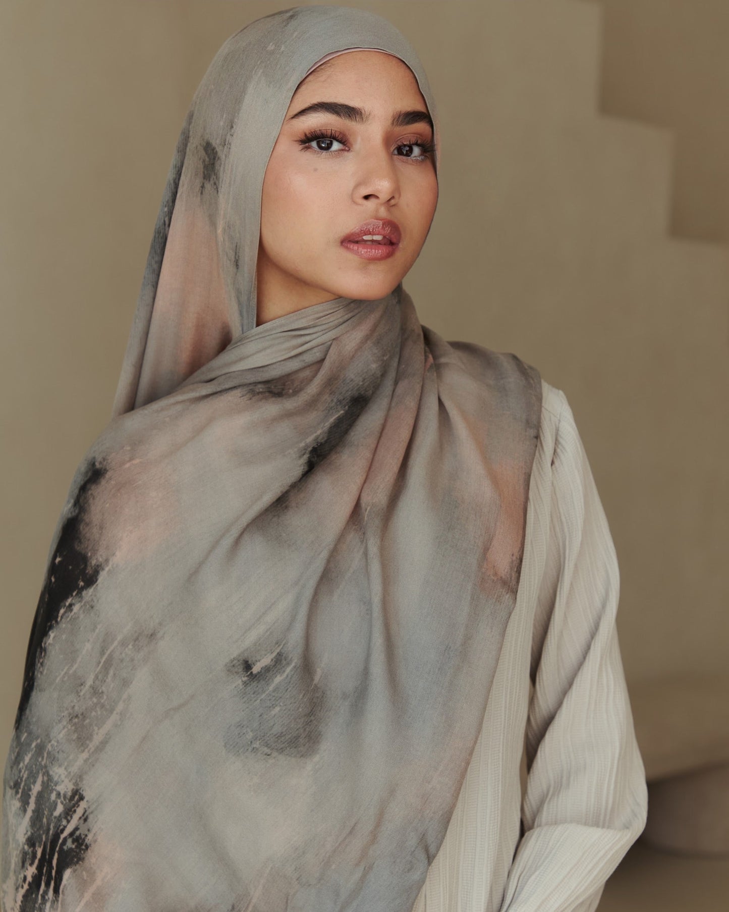 Printed Modal Hijab - Ash Marble