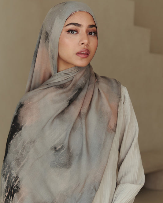 Printed Modal Hijab - Ash Marble