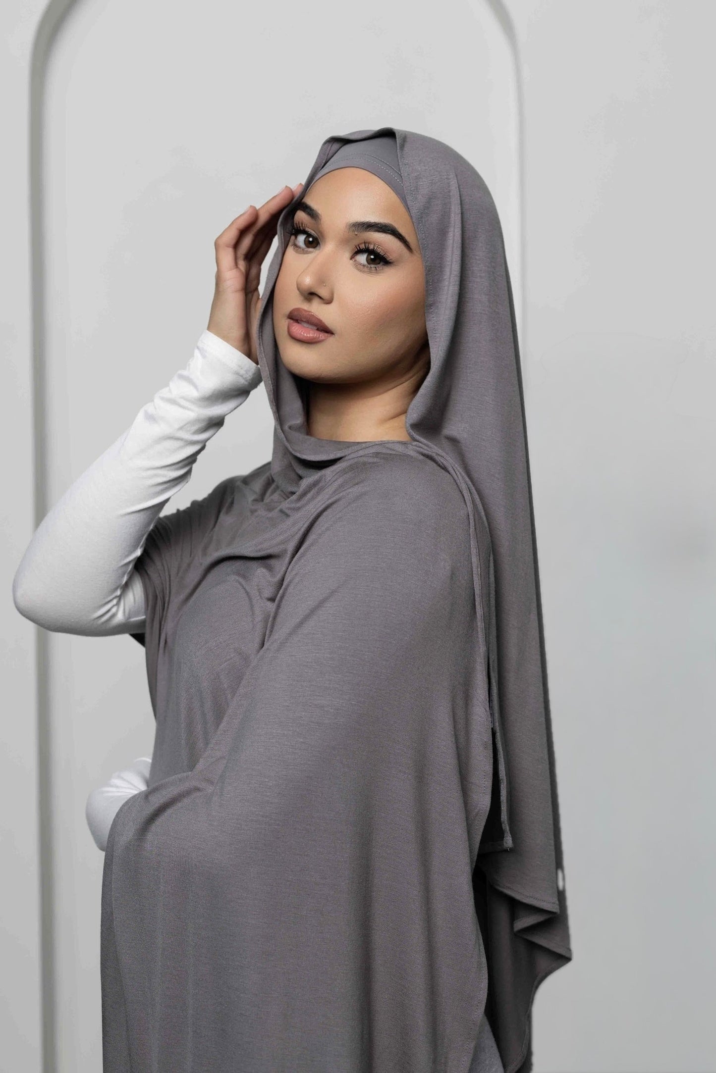 Jersey Matching Hijab & Undercap Set - Hazelnut Gray