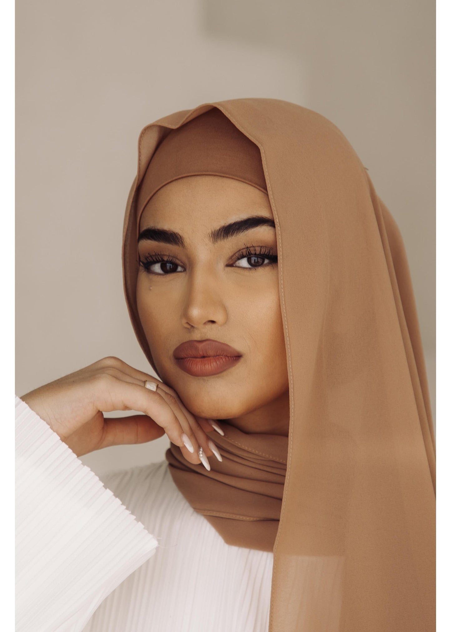 Premium Chiffon Hijab - Tan