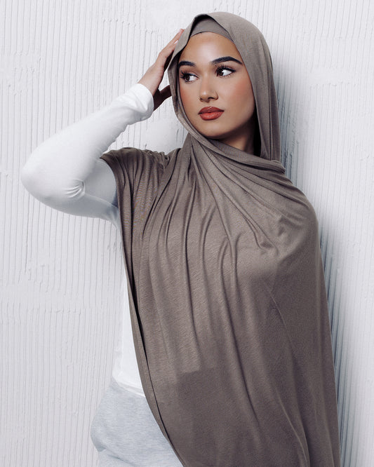 Jersey Matching Hijab & Undercap Set - Mahogany