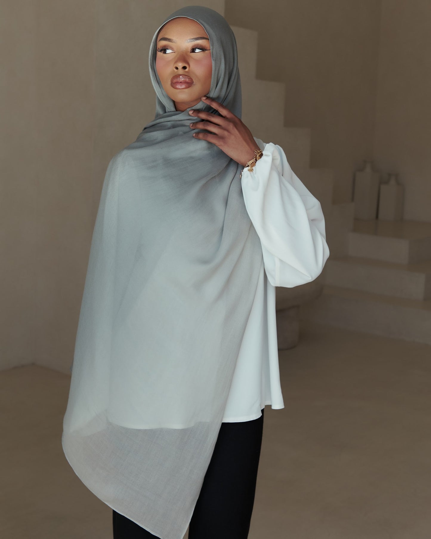 Ombré Modal Hijab - Wild Sage
