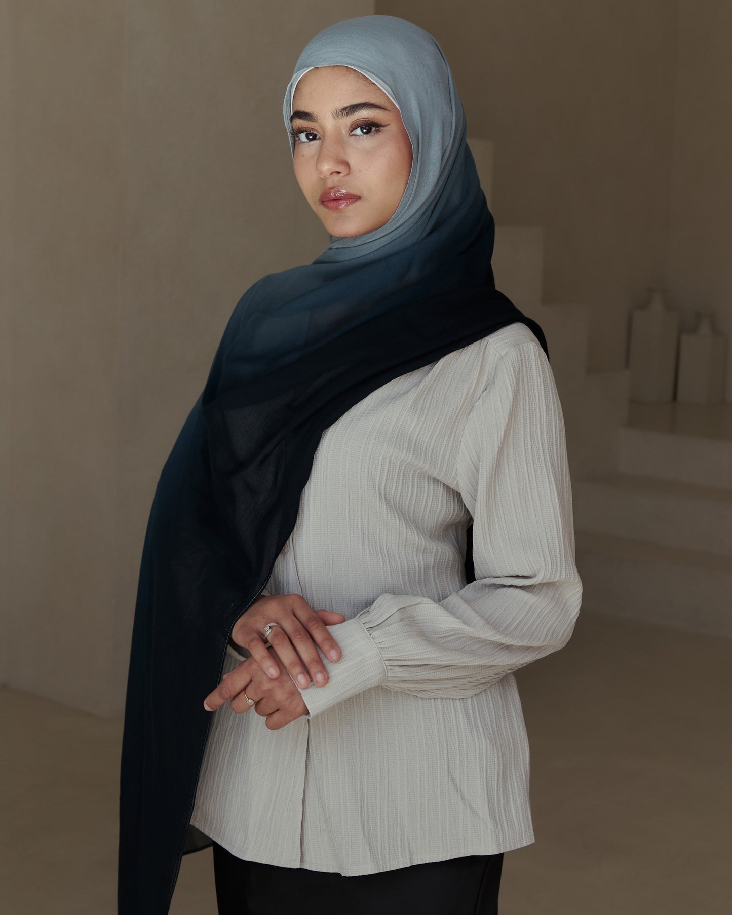 Ombré Modal Hijab - Midnight Oud