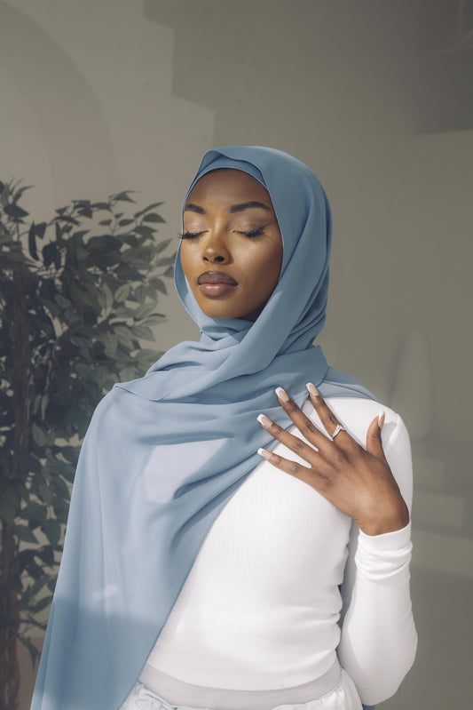 Premium Chiffon Hijab - Cerulean