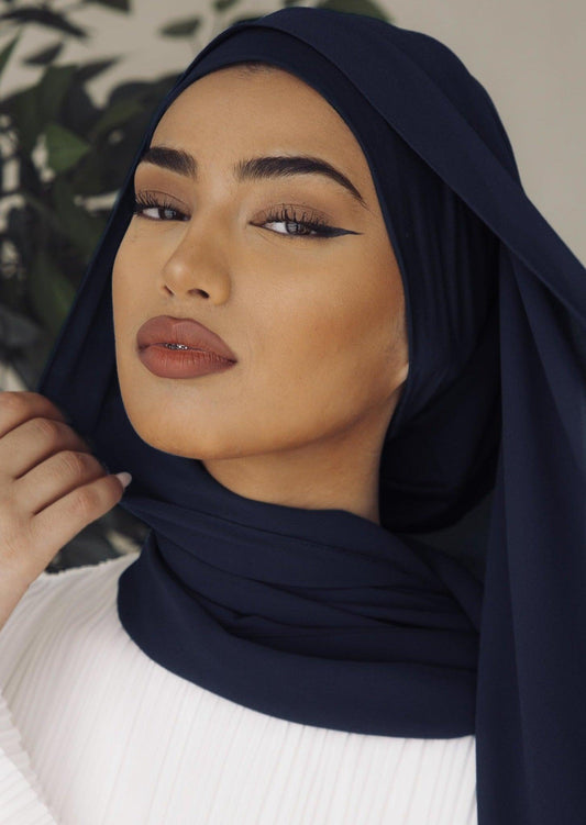 Premium Chiffon Hijab - Navy Blue